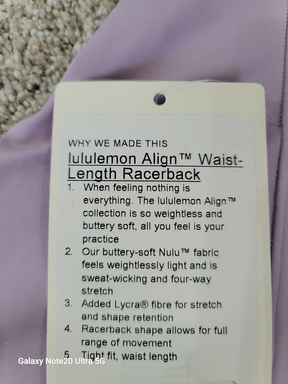 Lululemon Align™ Waist-Length Racerback - Light Lavender